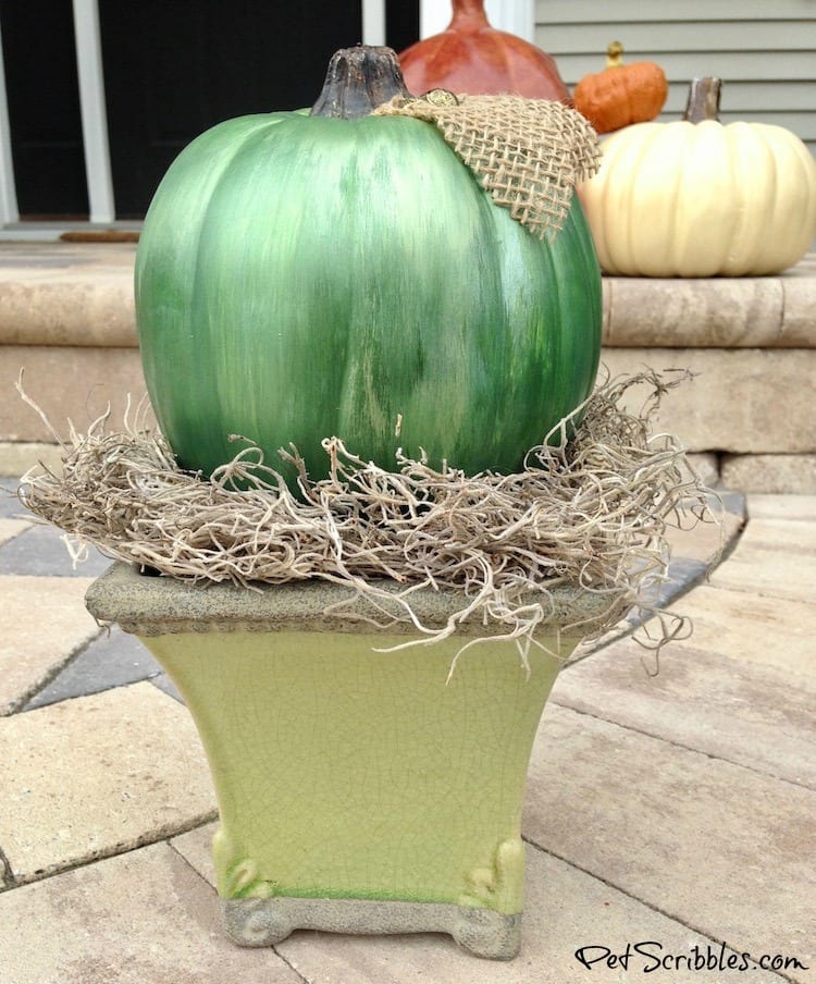 Mercury Glass Pumpkin in Vintage Urn