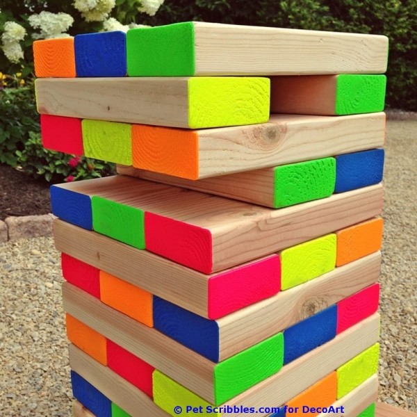 How to make a colorful outdoor giant Jenga game! - Garden Sanity by Pet