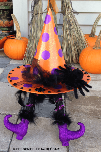 Glitter Polka Dot Witch Hat with Wicked Witch Legs - Garden Sanity by ...